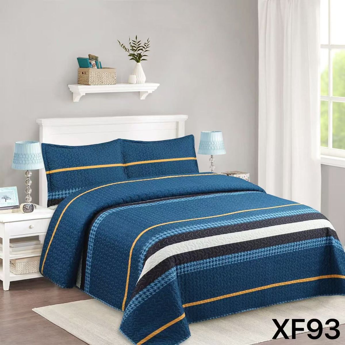 GENERICO - Cubrecama Quilt Verano 2 Plazas - Azul Suecia XF93