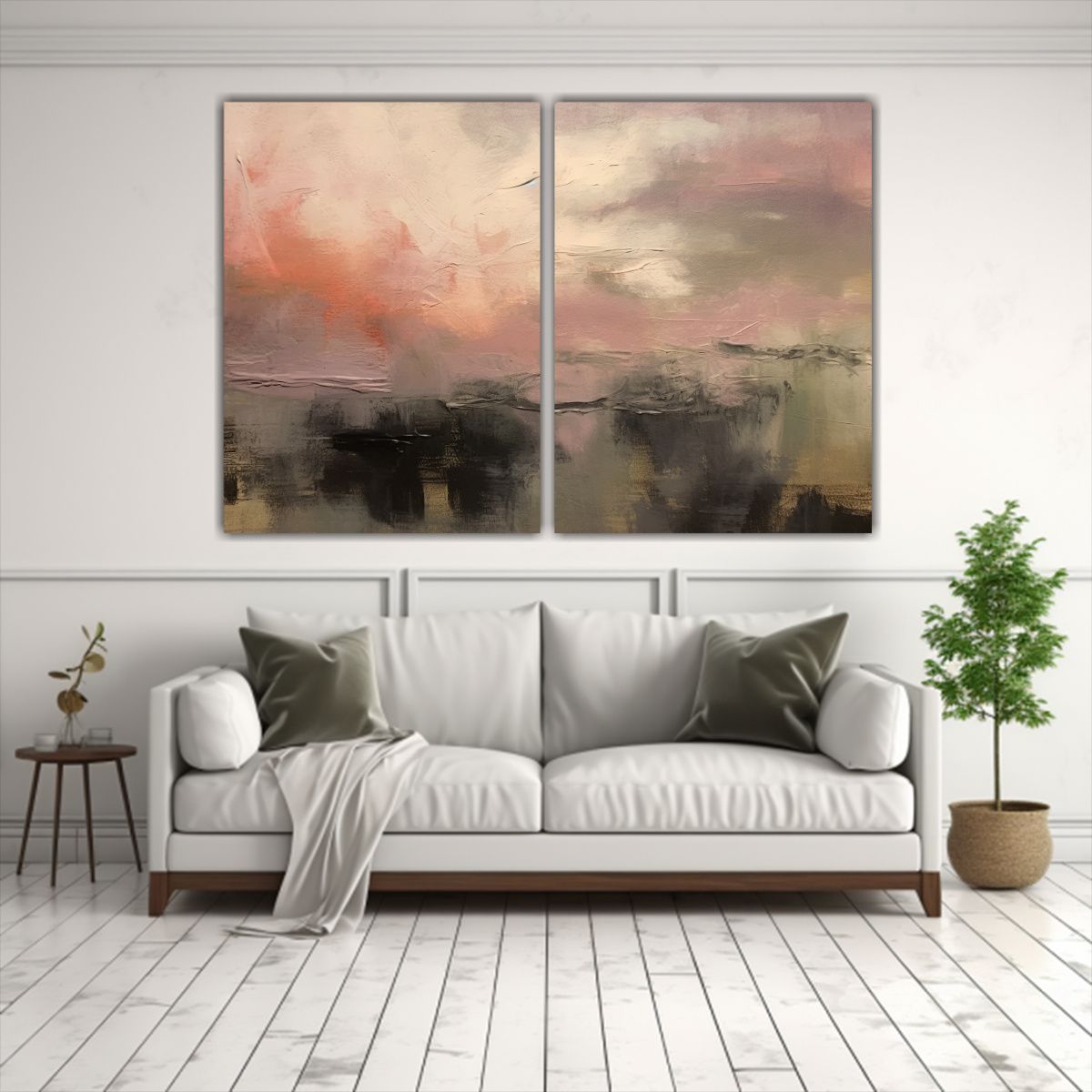 GENERICO - Paisajes Abstractos En óleos Y Cera Fría Sobre 80x60 Cm