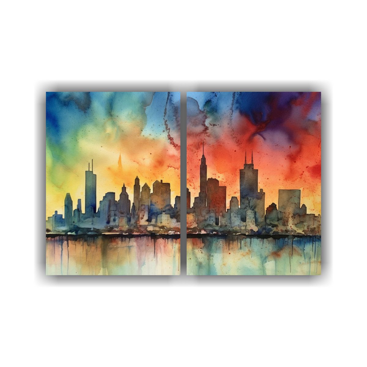 GENERICO - Cuadros Modernos De Nueva York Con Skyline 80x60 Cm