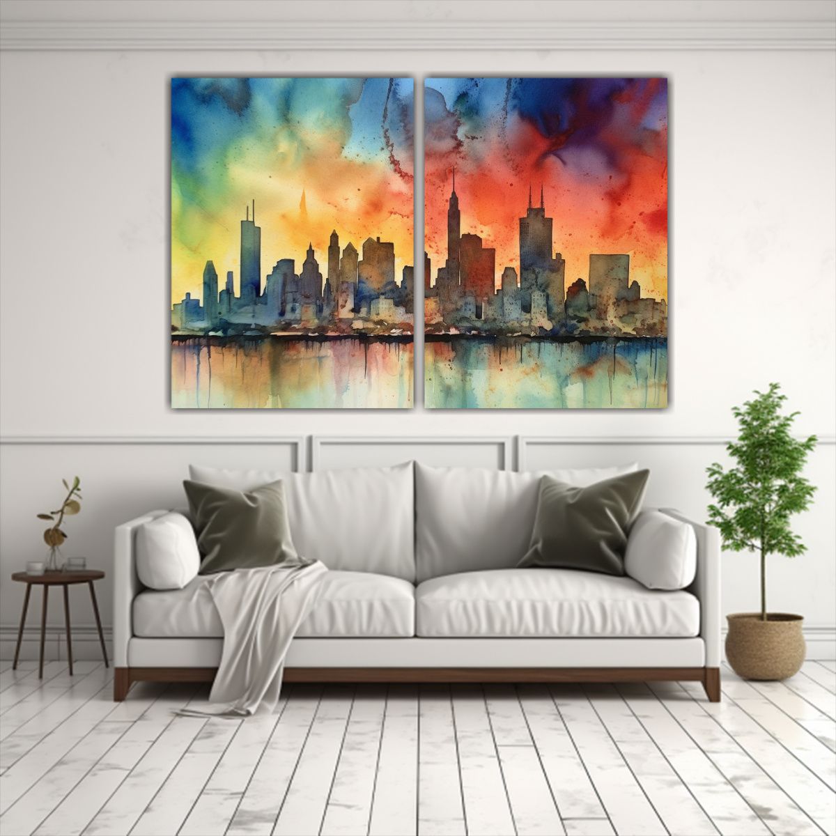 GENERICO - Cuadros Modernos De Nueva York Con Skyline 80x60 Cm