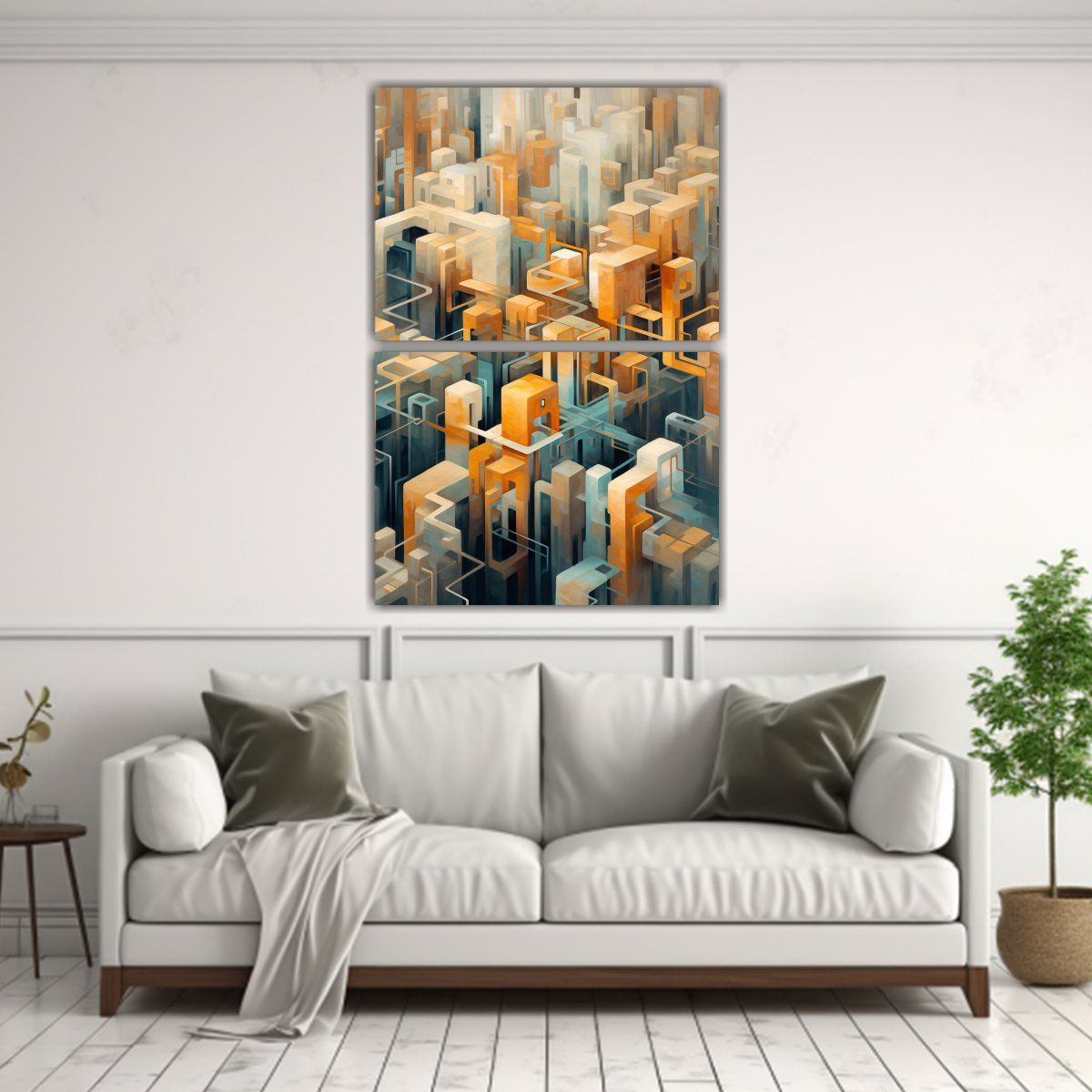 GENERICO - Pintura Abstracta De Edificios En Diseño De 30x40 Cm