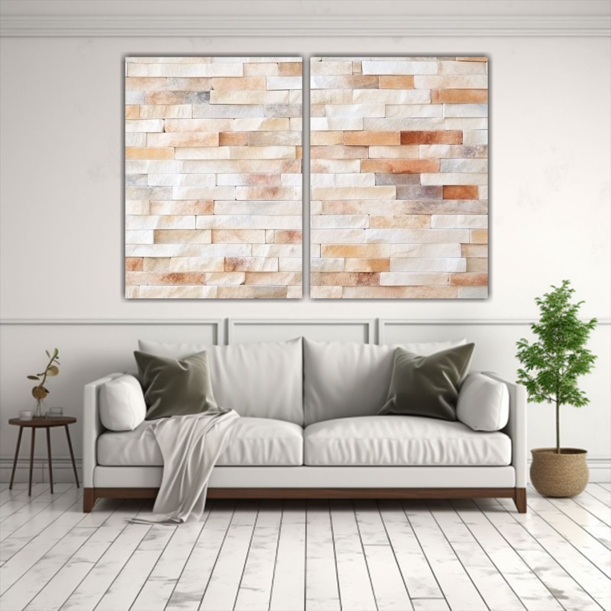 GENERICO - Pinturas Decorativas En Textura De Ladrillo Crema 80x60 Cm