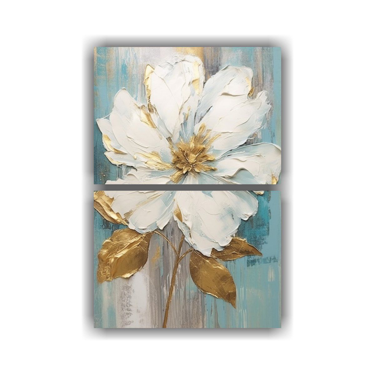 GENERICO - Pintura Decorativa De Flores Turquesa Estilo Gris 30x40 Cm