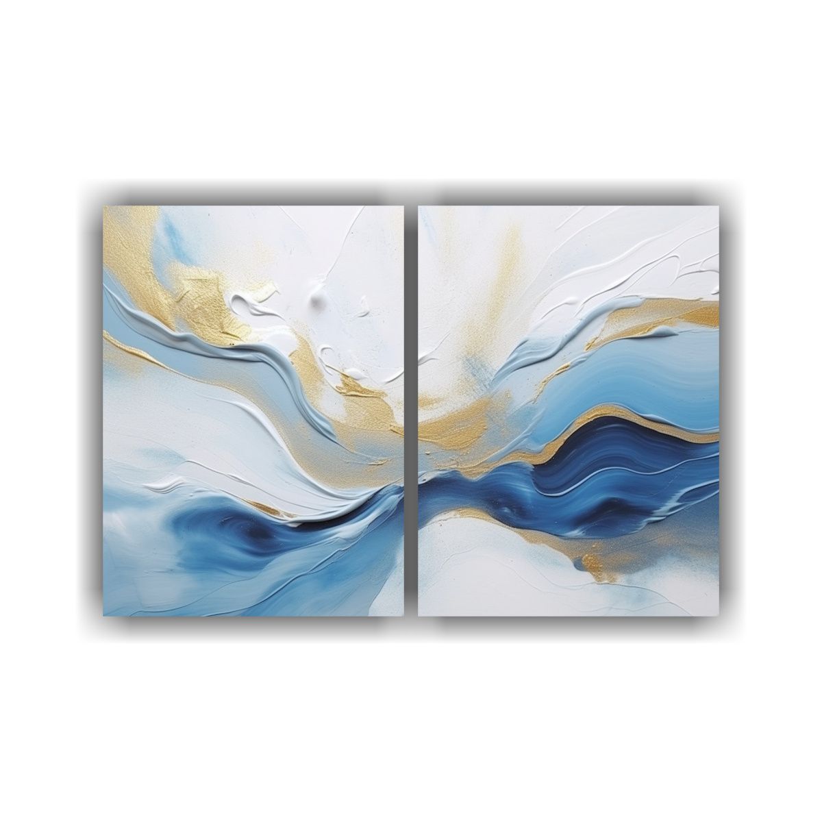 GENERICO - Pintura Abstracta En Azul Y Blanco Con Detalles 80x50 Cm