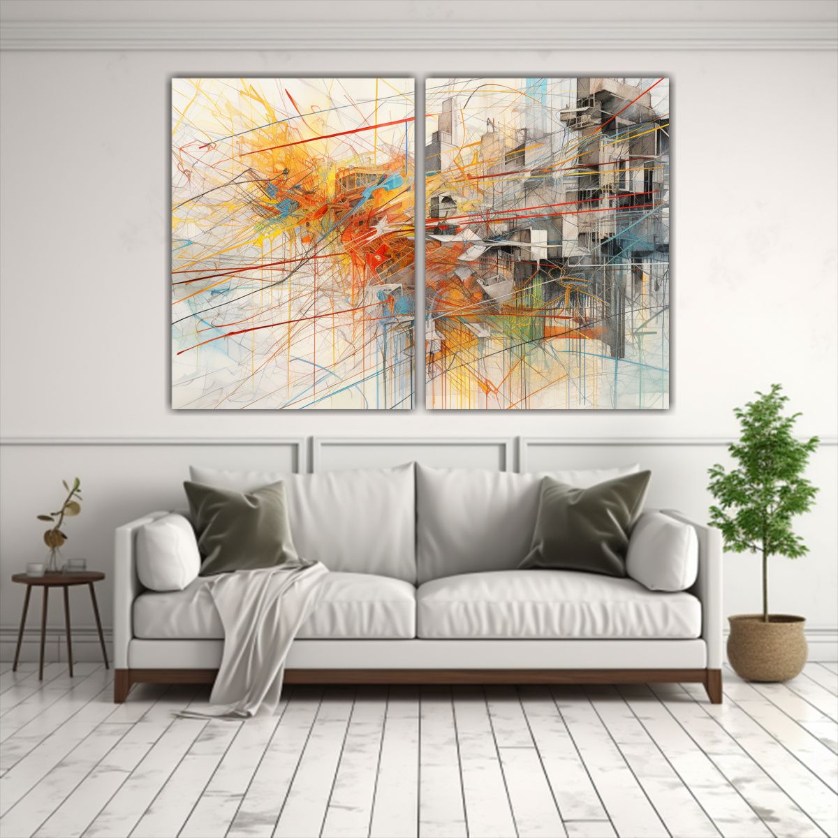 GENERICO - Pintura Abstracta Colorida De Formas Entrelazadas 80x50 Cm