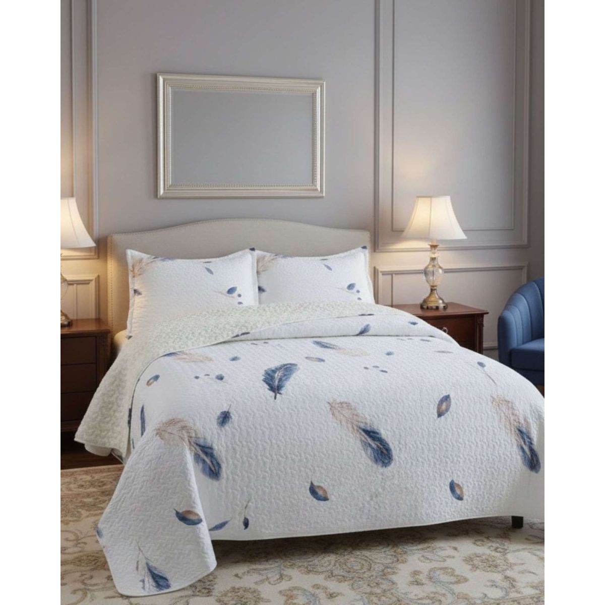 GENERICO - CUBRECAMA QUILT SHERPA PLAZA Y MEDIA 180 X 230 CM