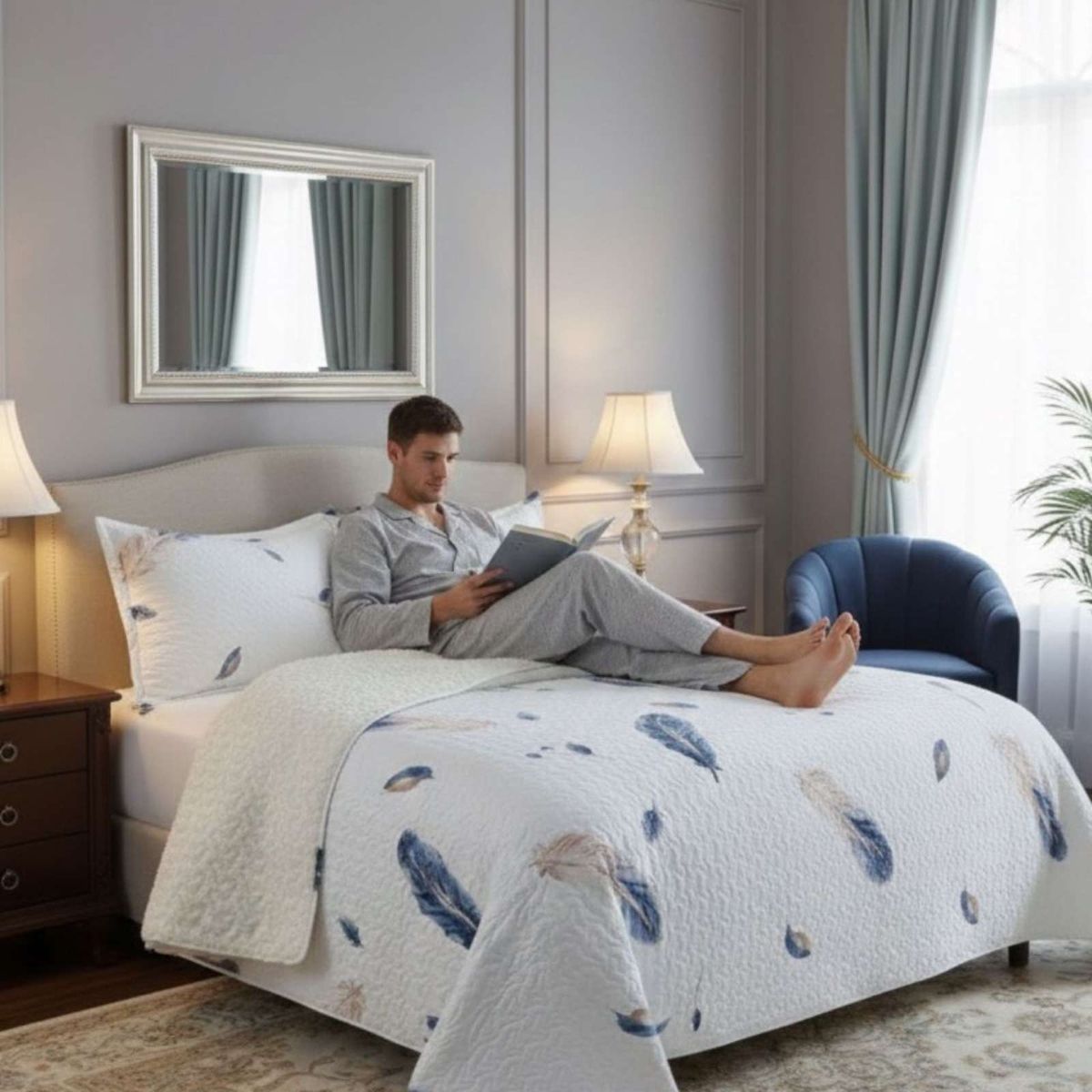 GENERICO - CUBRECAMA QUILT SHERPA PLAZA Y MEDIA 180 X 230 CM