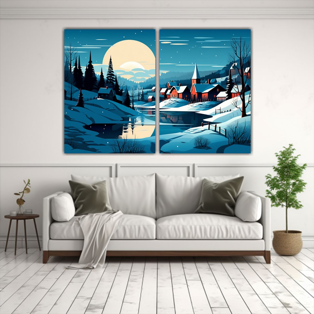 GENERICO - Pinturas De Pared Creativas Aldea Nórdica 80x50 Cm