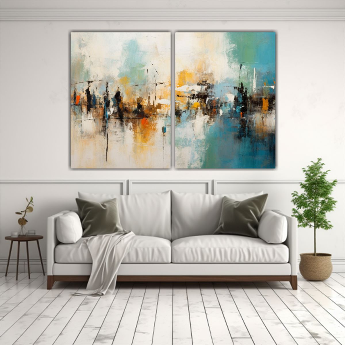 GENERICO - Pinturas Abstractas Expresionismo Dos Lienzos 80x50 Cm