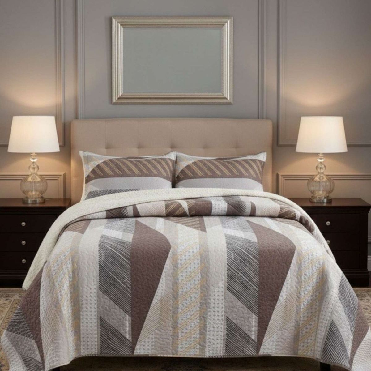 GENERICO - CUBRECAMA QUILT SHERPA PLAZA Y MEDIA 180 X 230 CM