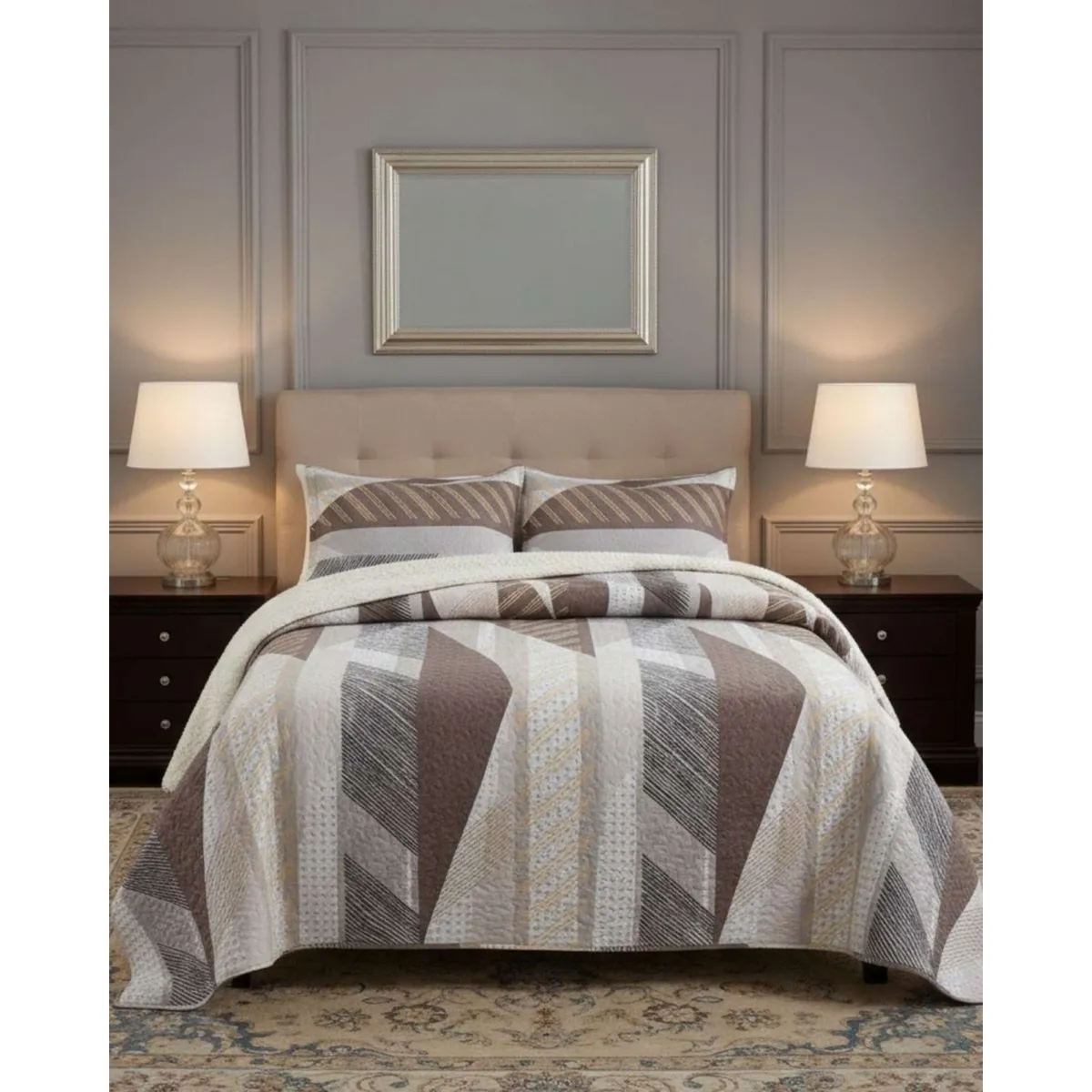 GENERICO - CUBRECAMA QUILT SHERPA PLAZA Y MEDIA 180 X 230 CM