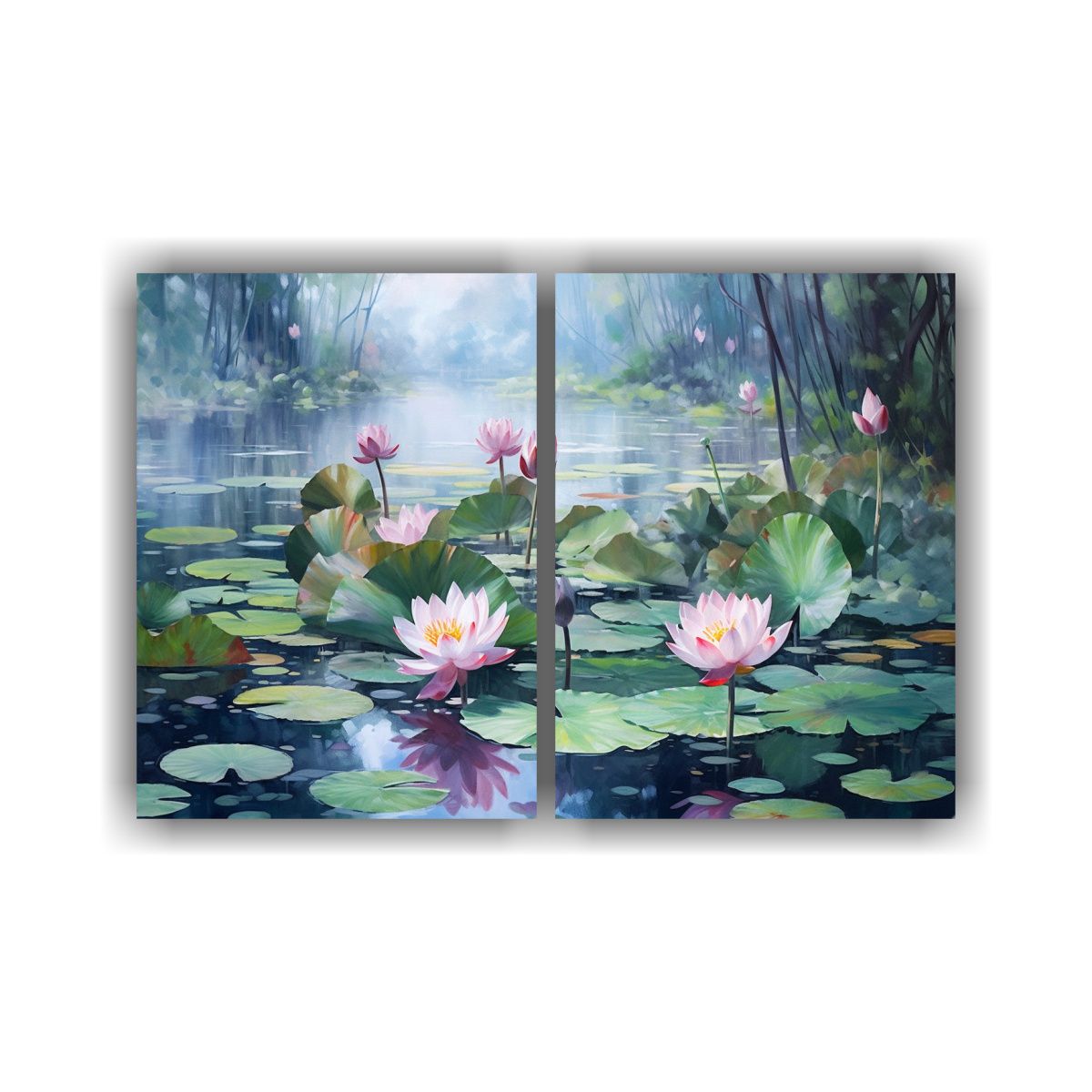 GENERICO - Pintura De Loto En El Lago En Lienzo Estilo 80x50 Cm