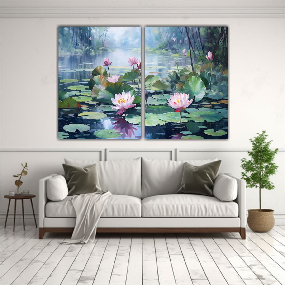 GENERICO - Pintura De Loto En El Lago En Lienzo Estilo 80x50 Cm