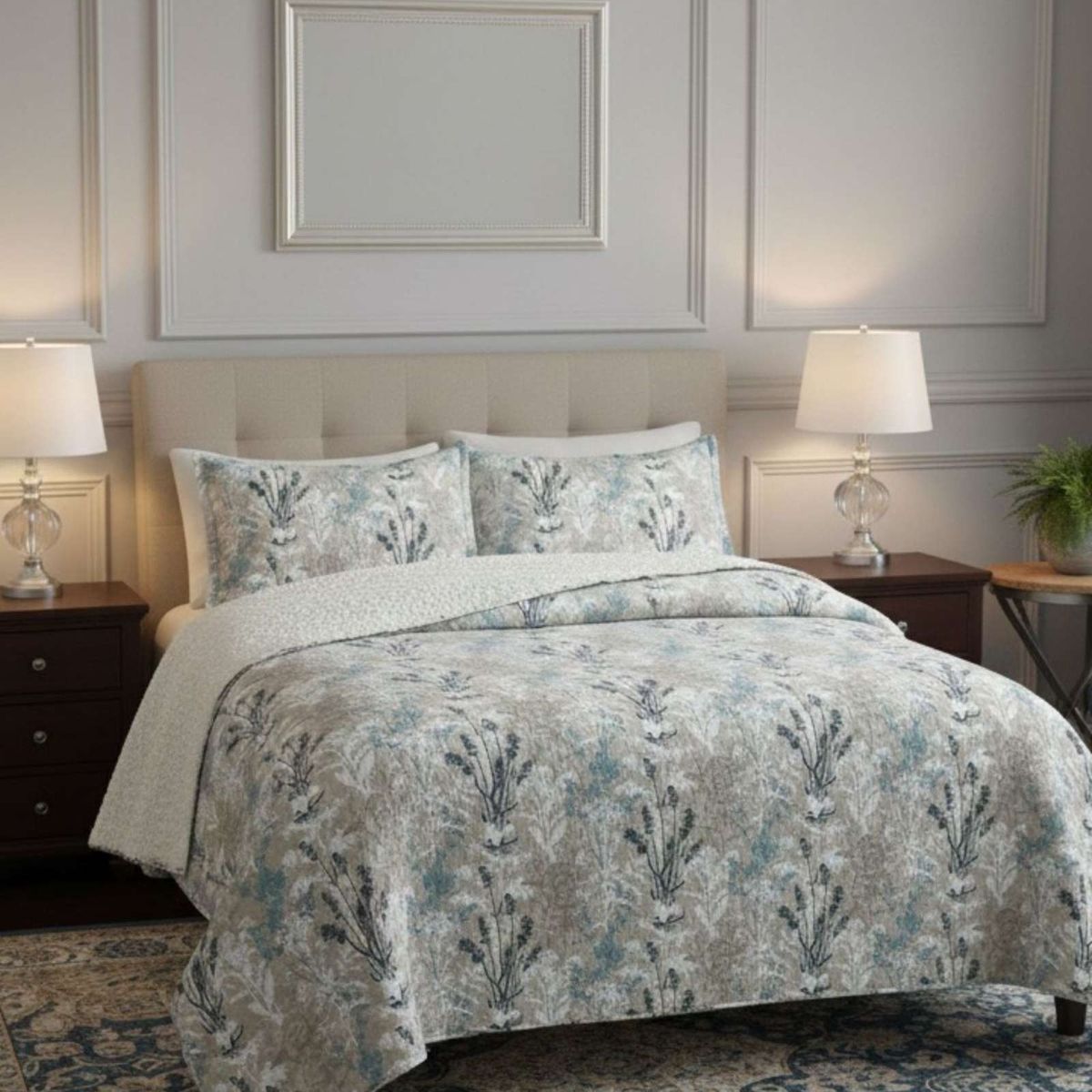 GENERICO - CUBRECAMA QUILT CON SHERPA 2 PLAZA 230 CM X 250 CM