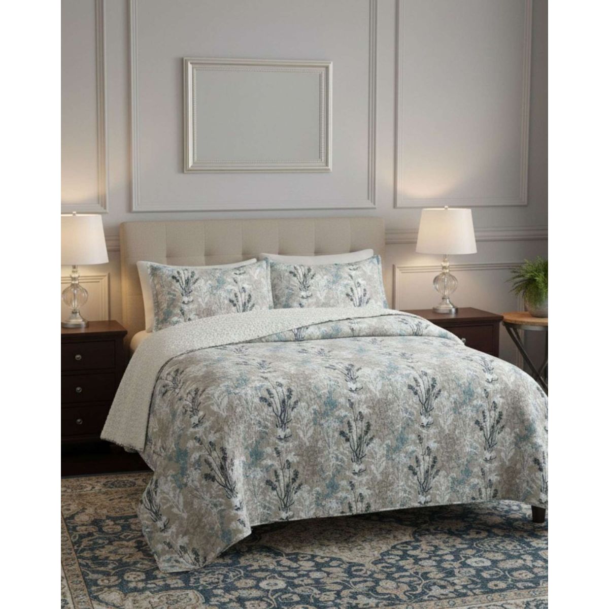 GENERICO - CUBRECAMA QUILT CON SHERPA 2 PLAZA 230 CM X 250 CM