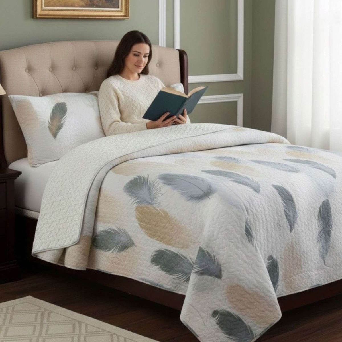 GENERICO - CUBRECAMA QUILT CON SHERPA 2 PLAZA 230 CM X 250 CM