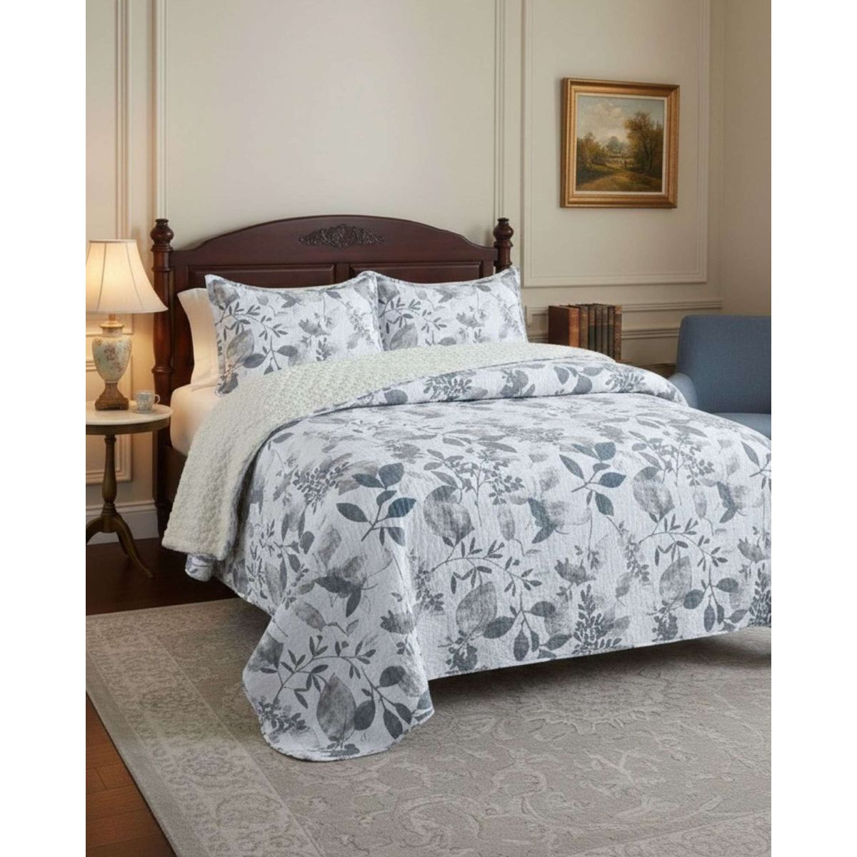 GENERICO - CUBRECAMA QUILT CON SHERPA KING 250 X 270 CM