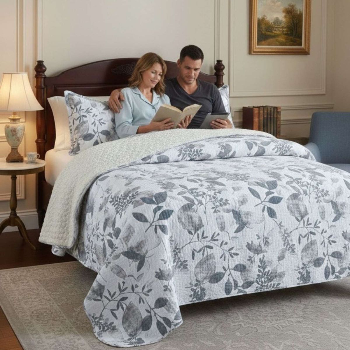 GENERICO - CUBRECAMA QUILT CON SHERPA KING 250 X 270 CM