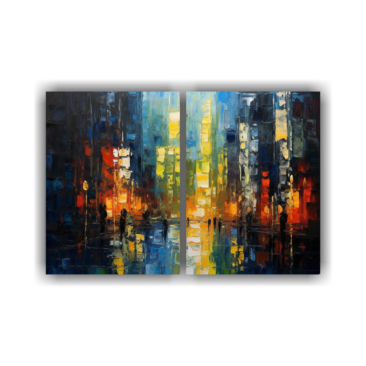 GENERICO - Cuadro Abstracto Azul Rojo Verde Amarillo Para 40x30 Cm