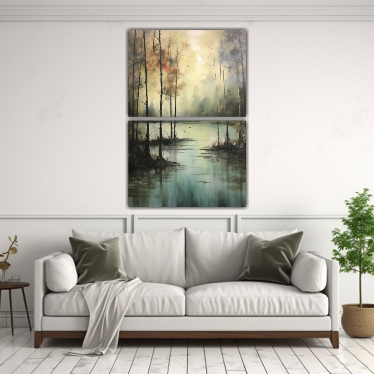 GENERICO - Cuadro Encaustic Hermoso Lago Artes Actual Set De 30x40 Cm