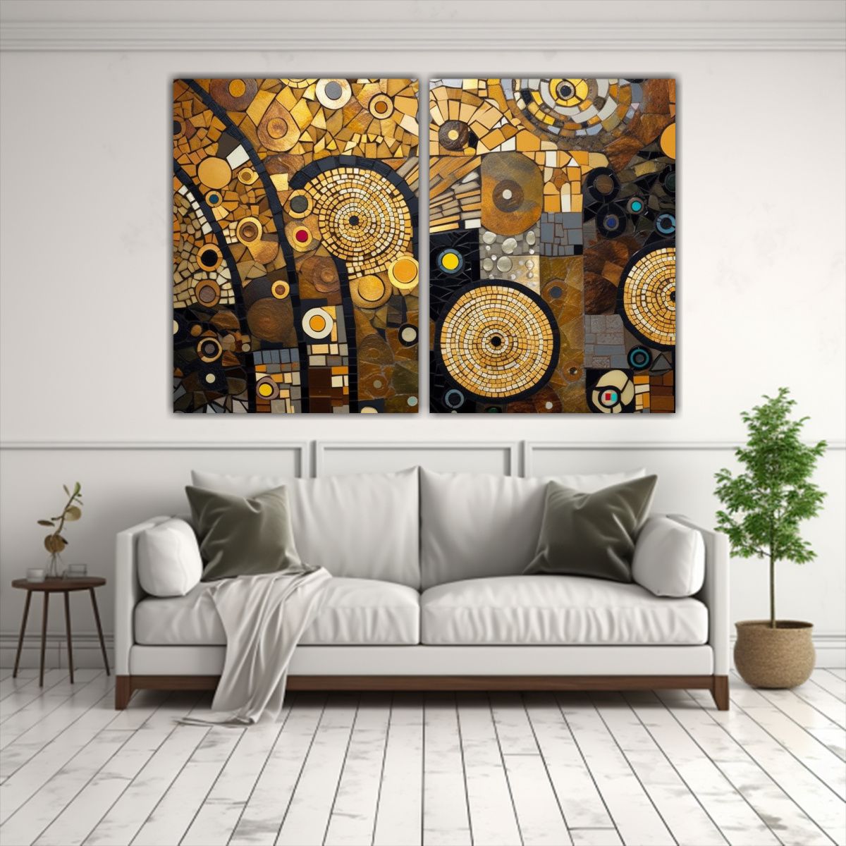 GENERICO - Cuadro Simétrico Mosaico Vintage Arte De Pared 40x30 Cm