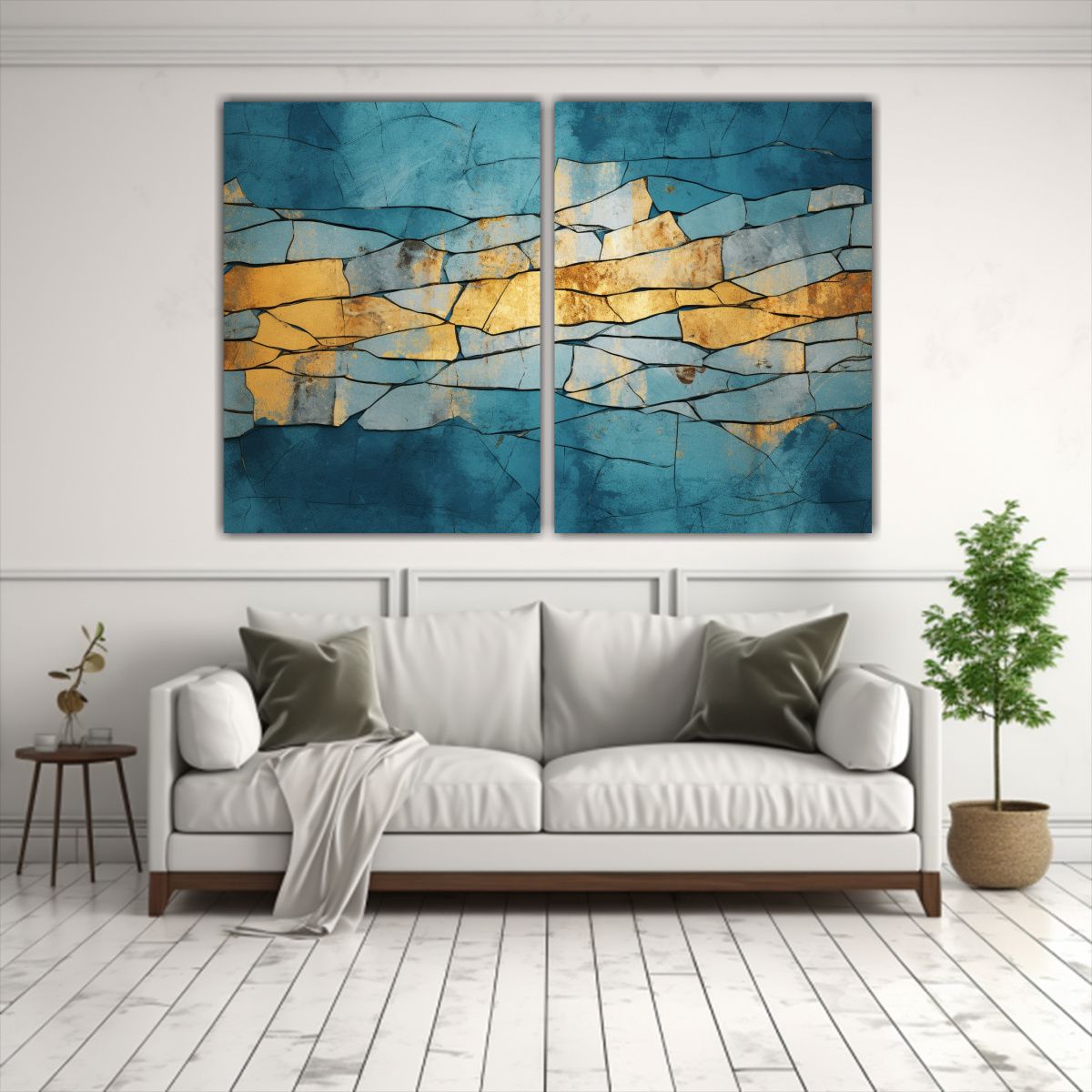 GENERICO - Cuadro Decorativo Rayas Azules Sobre Fondo Azul 80x50 Cm