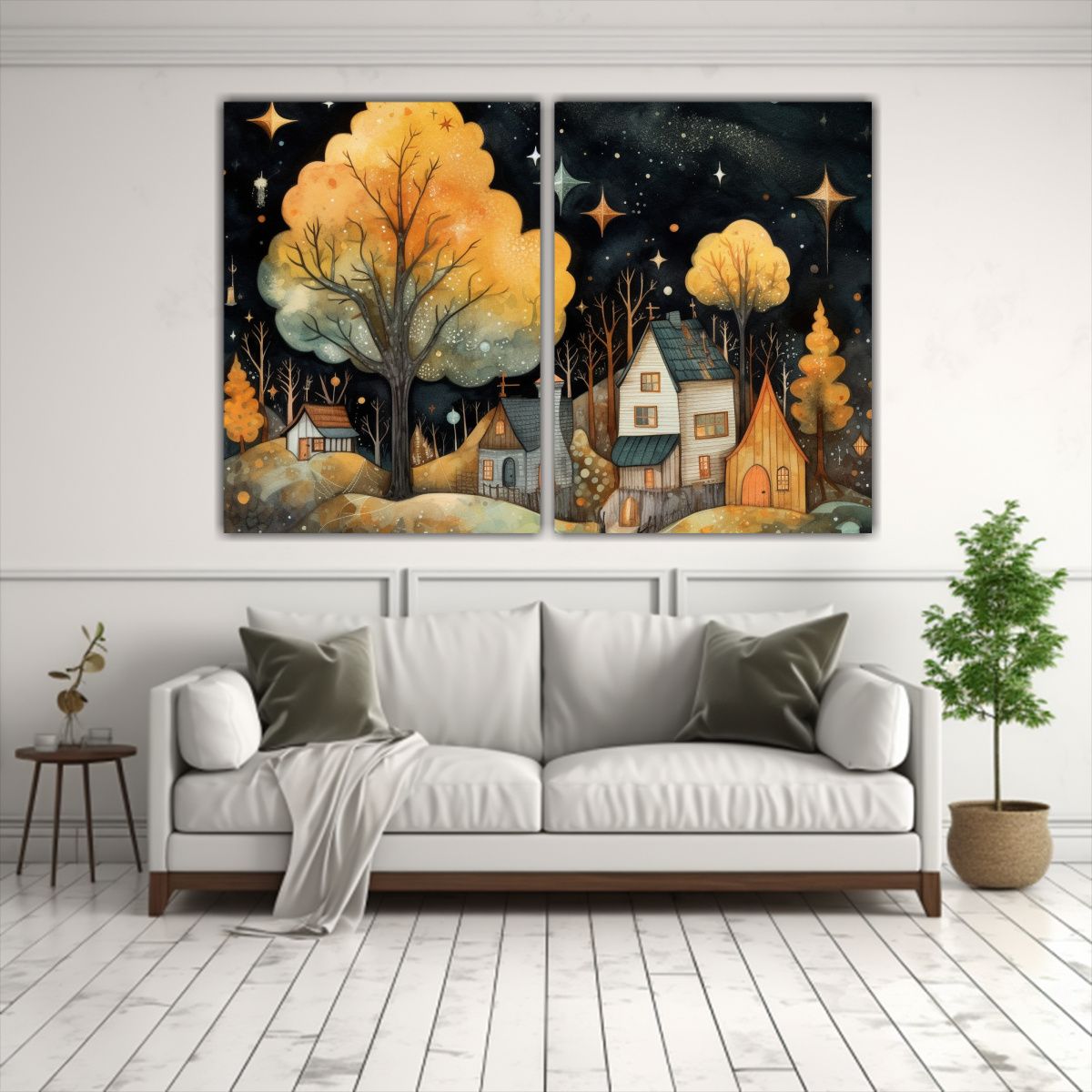 GENERICO - Cuadro Decorativo Rectangular De árboles Casa Y 80x60 Cm