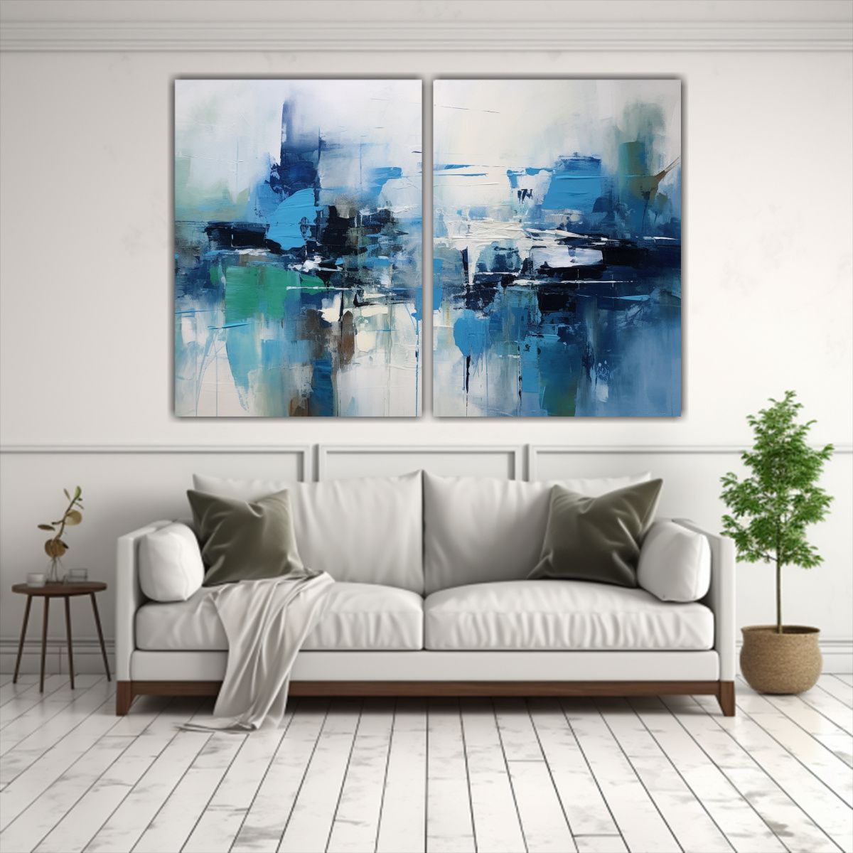 GENERICO - Pintura Abstracta Azul De Agua En Lienzo Para 40x30 Cm