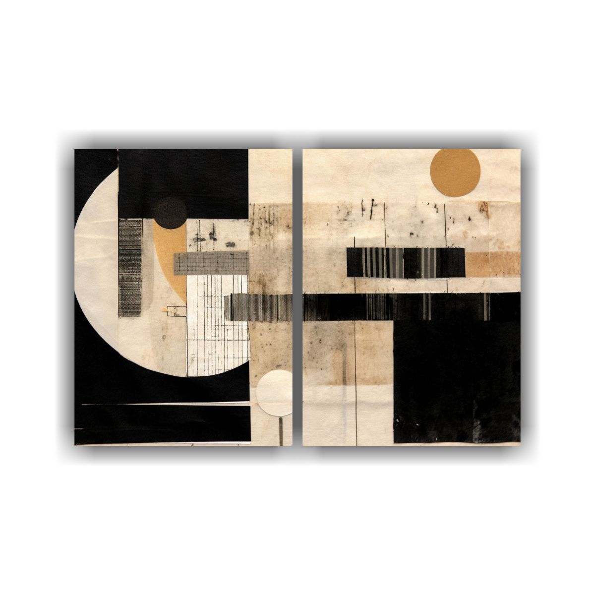 GENERICO - Pinturas Decorativas En Negro Blanco Y Beige Con 80x60 Cm