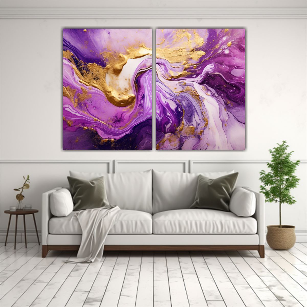 GENERICO - Fondo De Pantalla Floral Púrpura Y Dorado Estilo 40x30 Cm