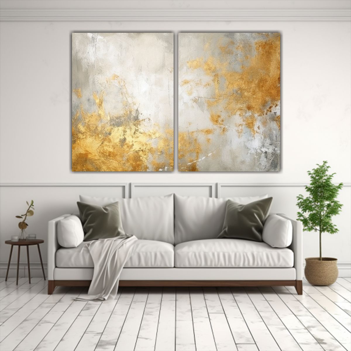 GENERICO - Pinturas De Decoración Abstractas En Oro Sobre 80x60 Cm