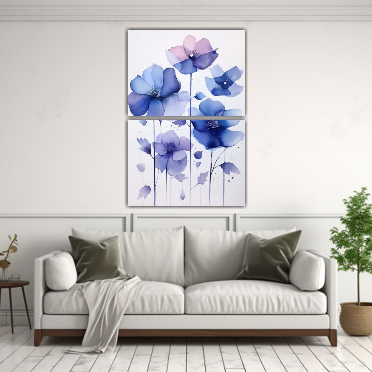 GENERICO - Pintura Acuarela Cuatro Flores Bastidor Estilo 30x40 Cm