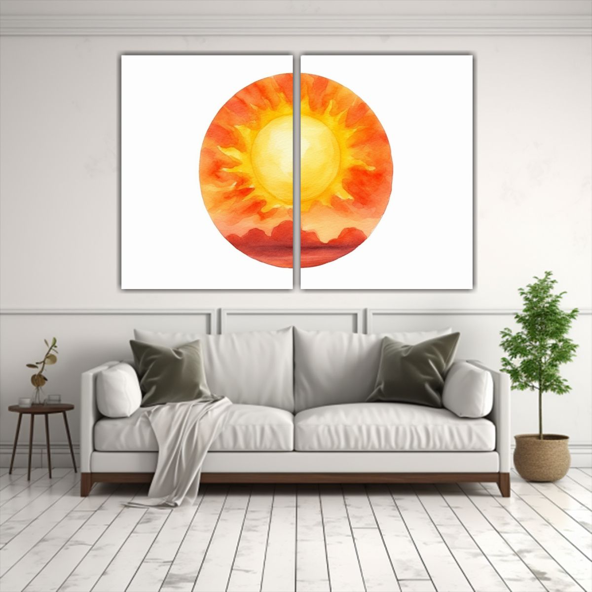 GENERICO - Pinturas Acuarela Sol Vibrante Naranja Brillante 80x50 Cm