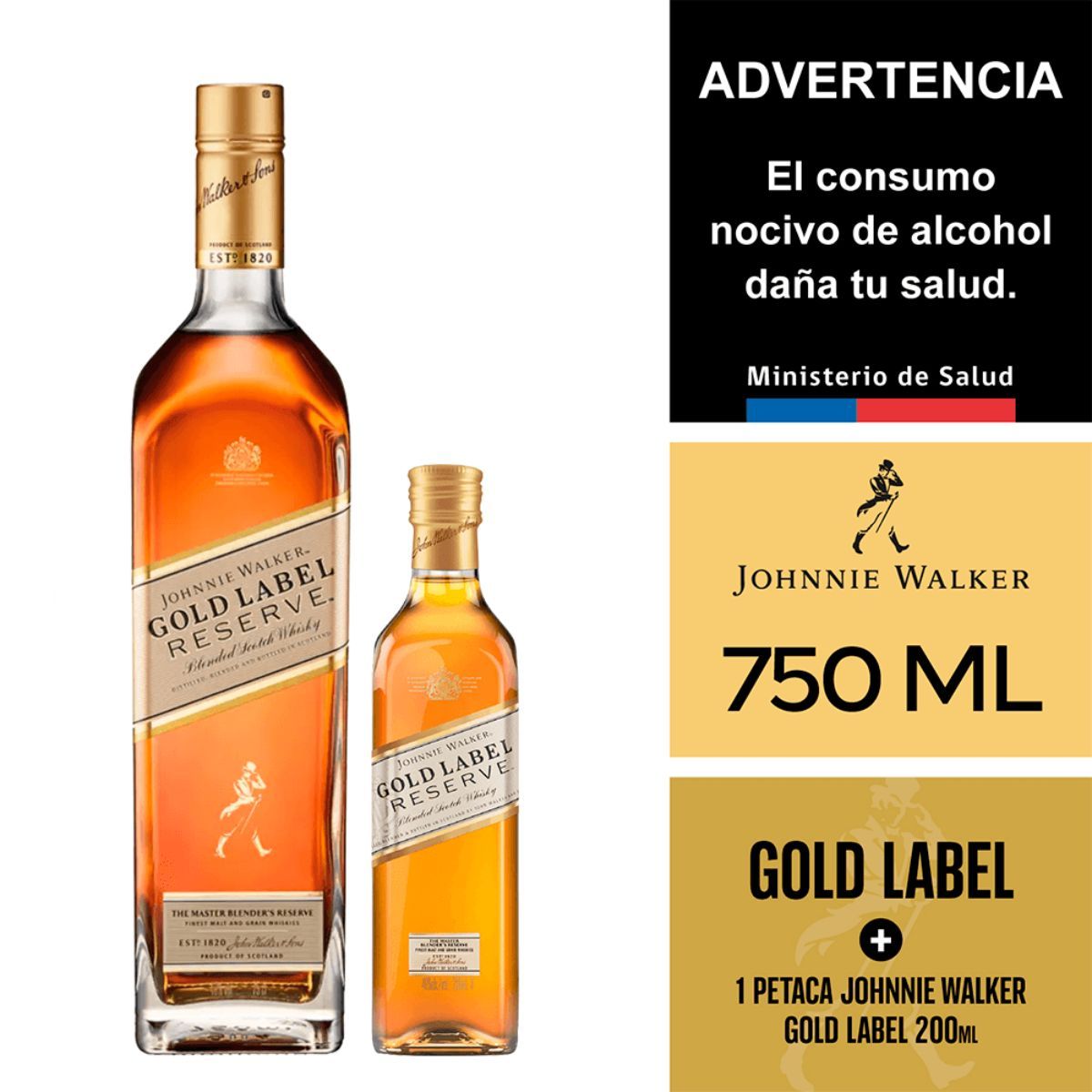 JOHNNIE WALKER - Whisky Johnnie Walker Gold Label Reserve 40º +Petaca 200 Ml