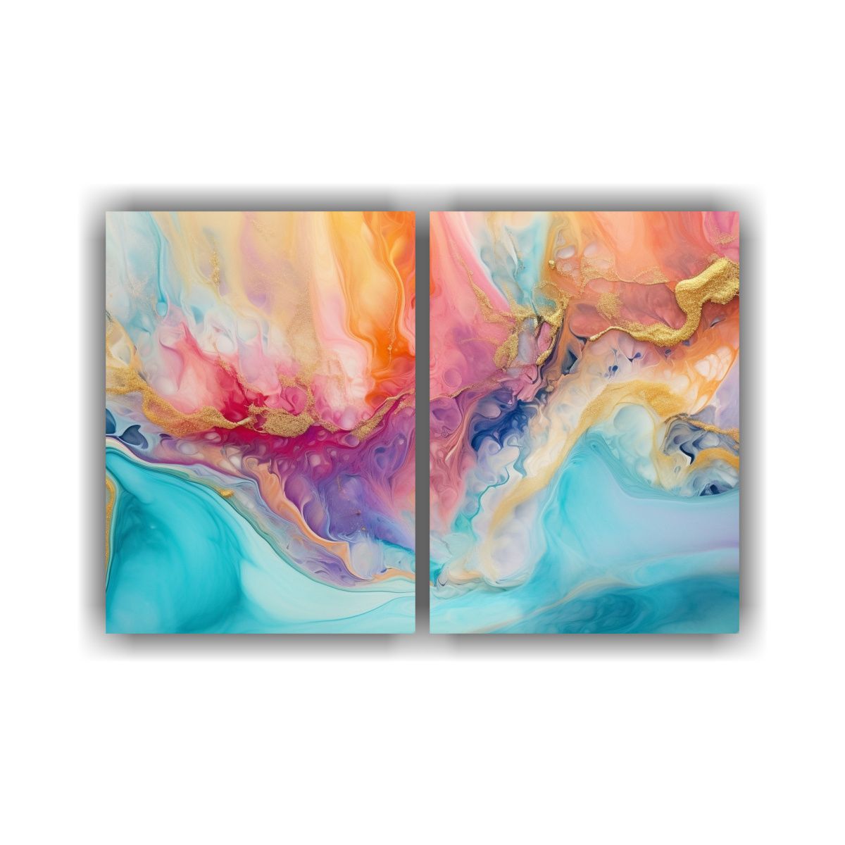 GENERICO - Cuadros Abstractos Con Corrientes Cálidas Y 40x30 Cm