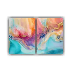 GENERICO - Cuadros Abstractos Con Corrientes Cálidas Y 40x30 Cm