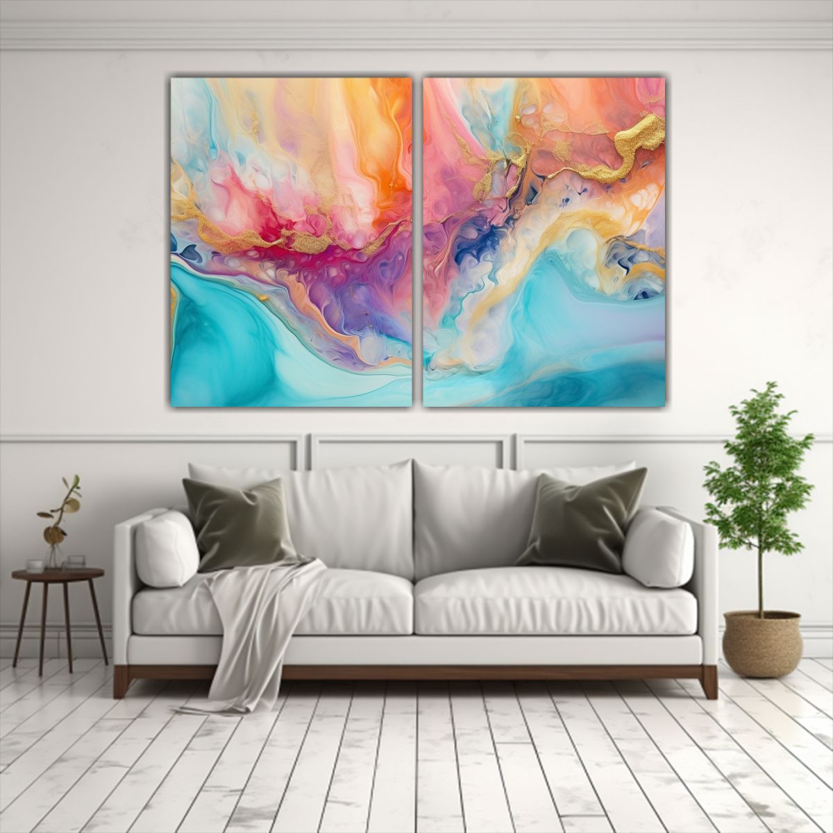 GENERICO - Cuadros Abstractos Con Corrientes Cálidas Y 40x30 Cm