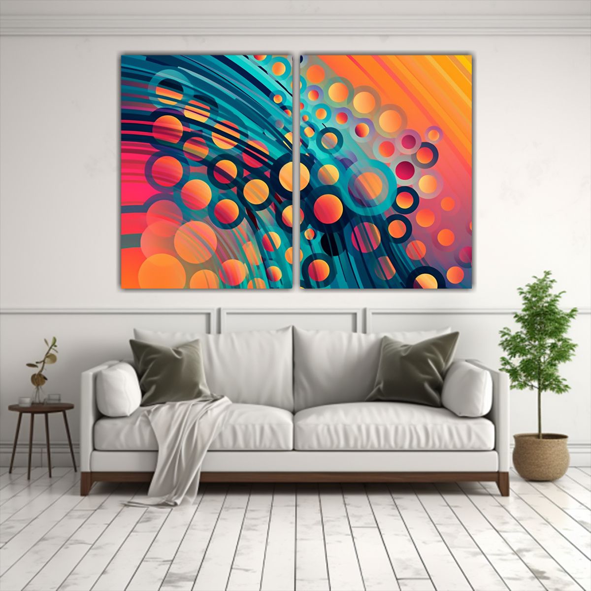 GENERICO - Cuadros De Estilo Galería Con Círculos Radiales 80x50 Cm