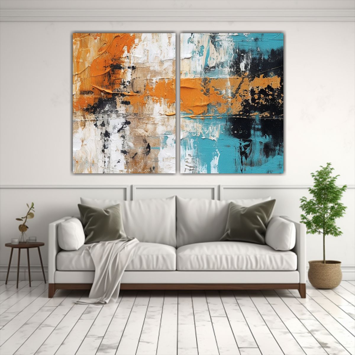 GENERICO - Cuadro Abstracto De Gato En Tonos Azules 40x30 Cm