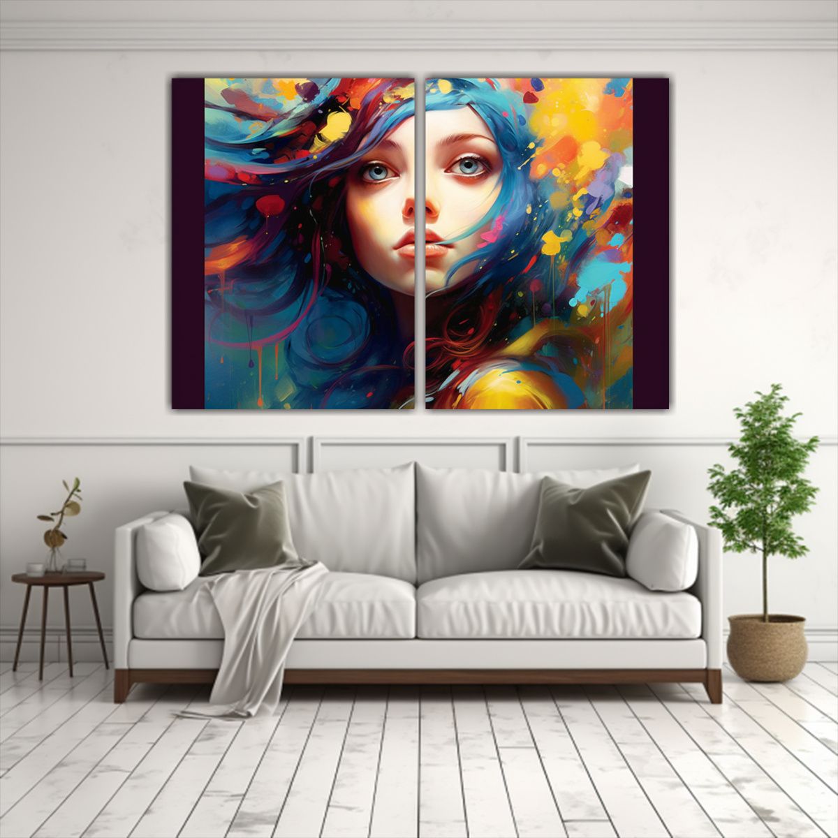 GENERICO - Cuadros Abstractos En Tonalidades Azules Y Doradas 80x50 Cm