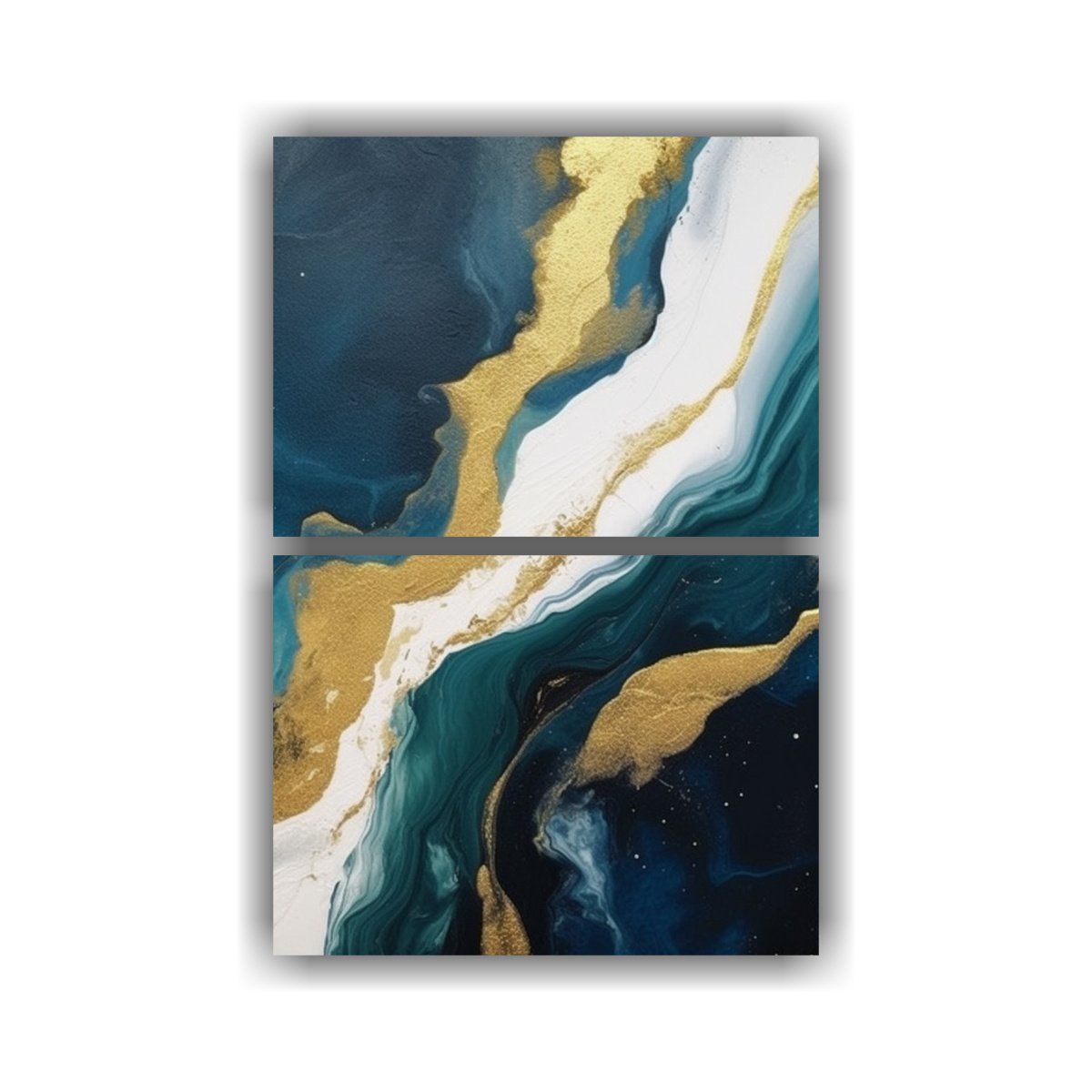 GENERICO - Cuadro Cuadro Abstracta Verde Oscuro Y Oro 30x40 Cm