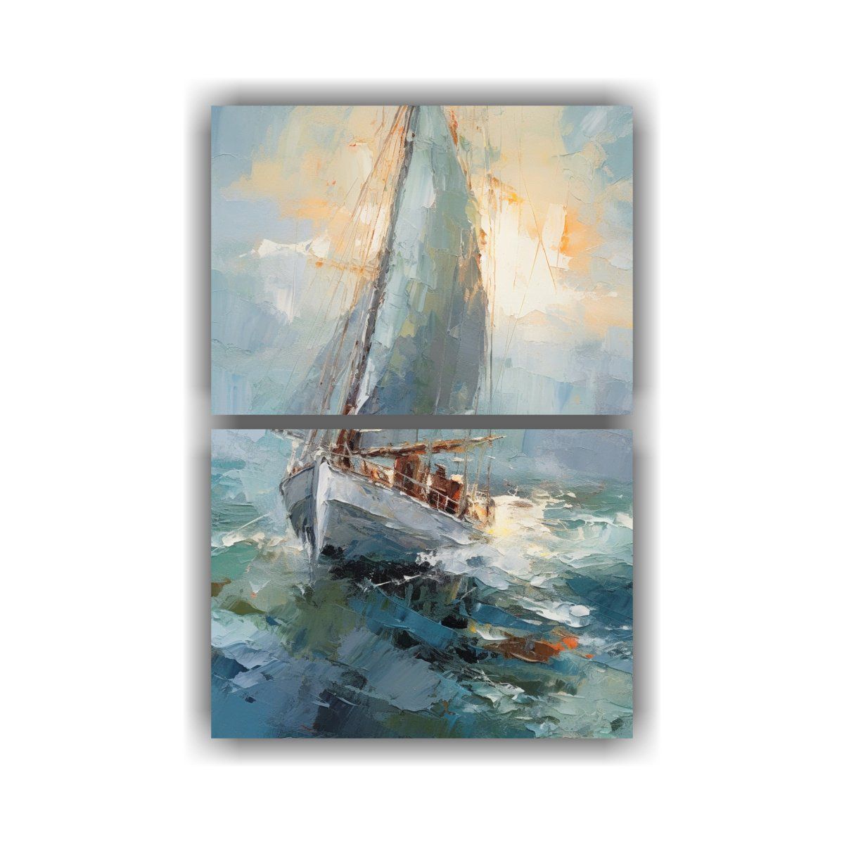 GENERICO - Cuadro De Tela Con Dibujo De Un Pequeño Barco En 30x40 Cm