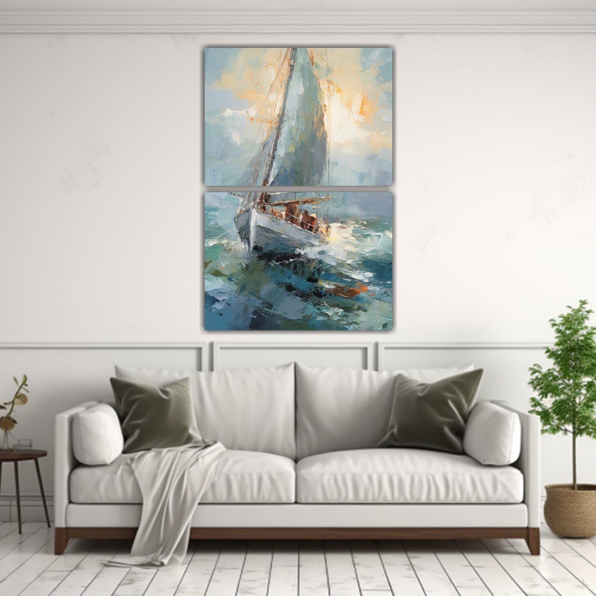 GENERICO - Cuadro De Tela Con Dibujo De Un Pequeño Barco En 30x40 Cm