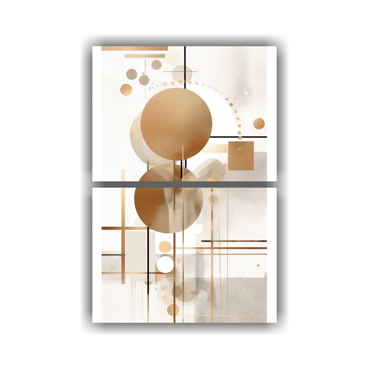 GENERICO - Cuadro Mural Decorativo Beige Y Dorado Estilo 30x40 Cm