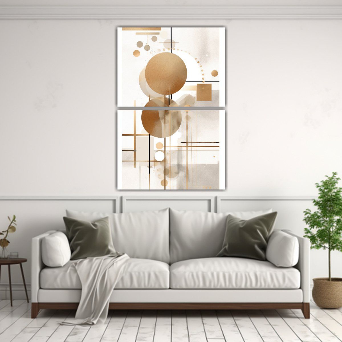 GENERICO - Cuadro Mural Decorativo Beige Y Dorado Estilo 30x40 Cm