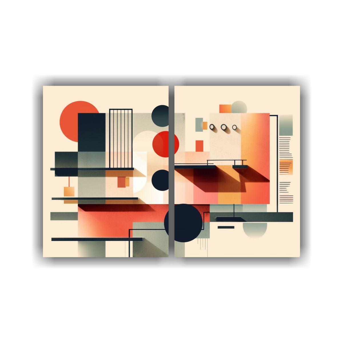 GENERICO - Pinturas Abstractas Vibrantes Estilo Bauhaus Para 80x60 Cm