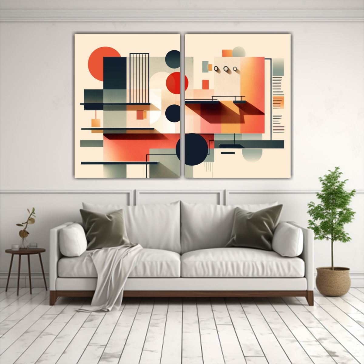 GENERICO - Pinturas Abstractas Vibrantes Estilo Bauhaus Para 80x60 Cm