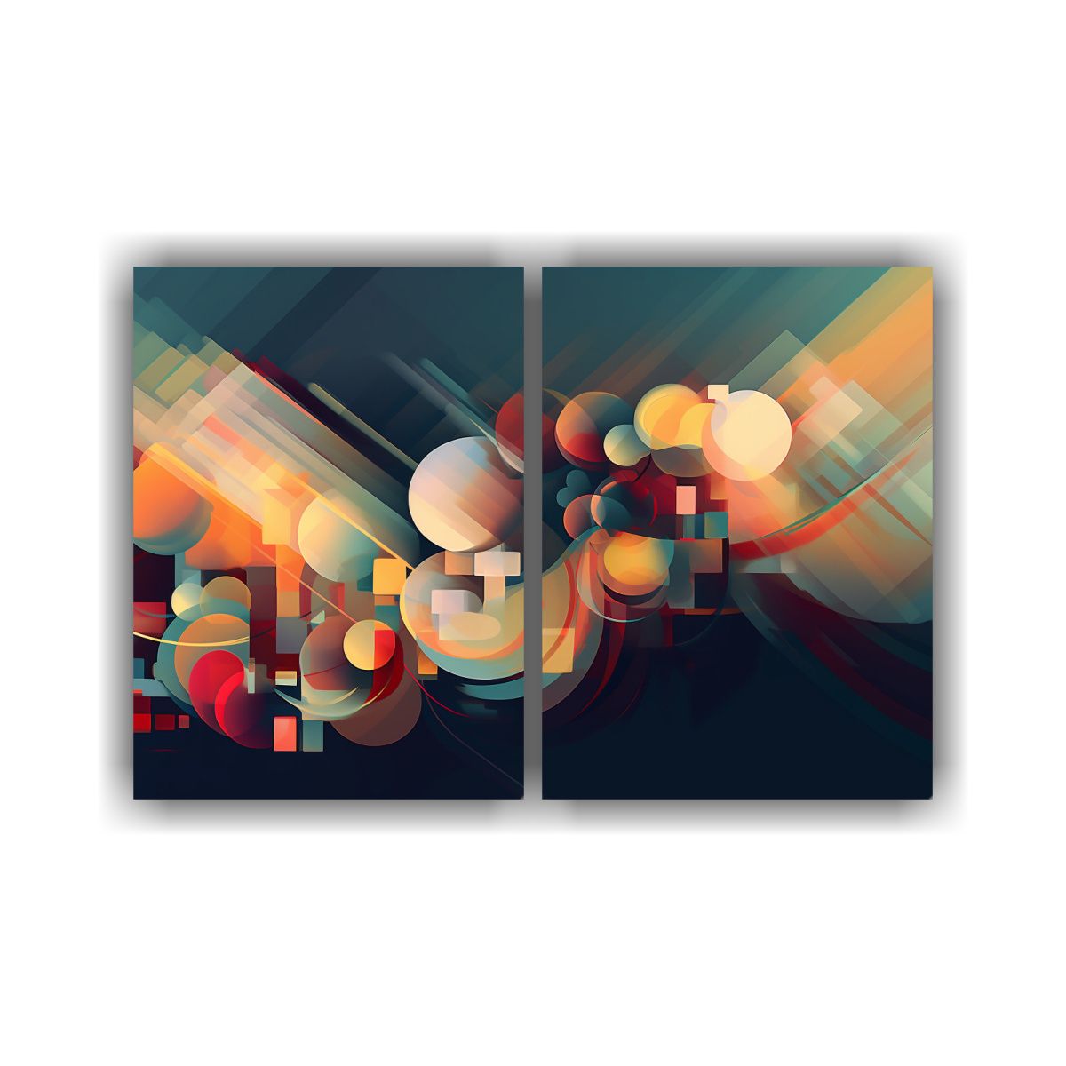 GENERICO - Cuadros Geométricos En Estilo Plano De Arte 80x50 Cm