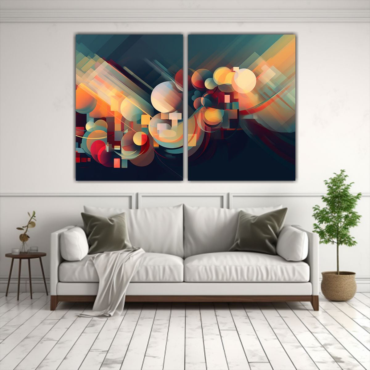 GENERICO - Cuadros Geométricos En Estilo Plano De Arte 80x50 Cm