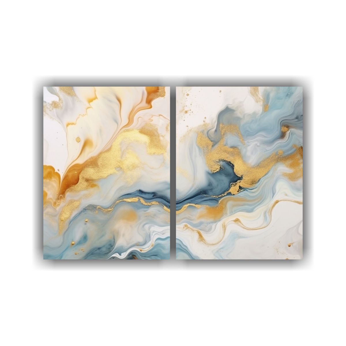 GENERICO - Conjunto 2 Cuadros Abstractos Naturaleza Fluida 80x50 Cm